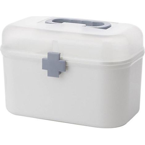Plastic Storage Box Double Layer First Aid Kit with Handle Removable Tray Portable (1/5)