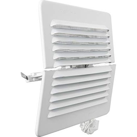 La Ventilazione LBDFR1916AB Grille de ventilation rectangulaire pliable en aluminium verni blanc avec filet anti-coupe, dimensions 193 x 165 mm