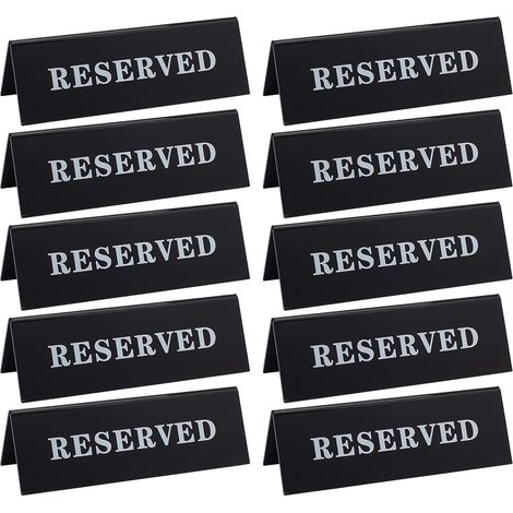 Lot de 10 panneaux chevalets de table en acrylique noir (45 x 150 x 50 mm) pour réservation de table, restaurants, bureaux, réunions et fêtes. (1/5)