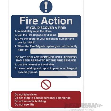 Fire Action If You Discover Sign - 200 x 300mm Self-Adhesive