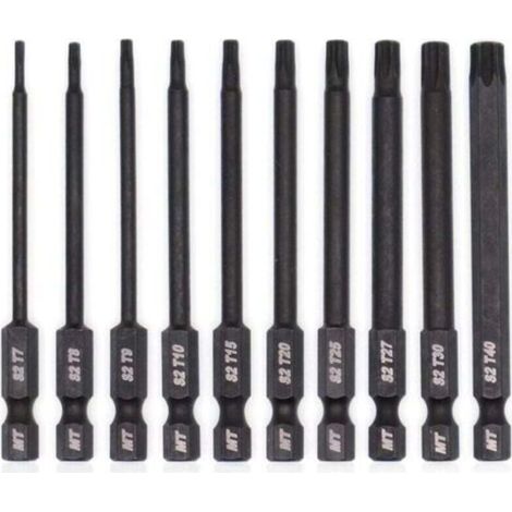 Jeu d\\'embouts Torx pour tournevis, perceuses et cls chocs, rsistant la temprature, traitement thermique avanc, revtement phosphat, 8 cm, 10 pices (1/5)
