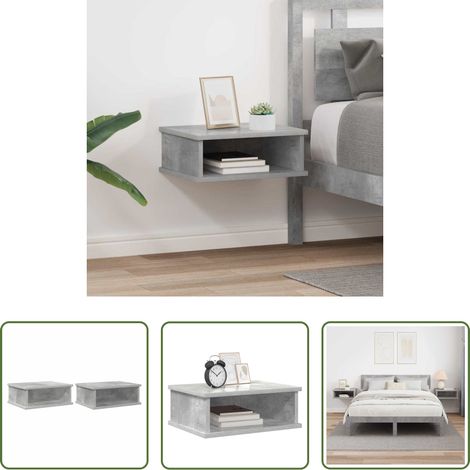 vidaXL Betonfarbe - Nachttisch 2 pcs Beton Grau 40 x 31 x 15 cm Holzwerkstoff (1/5)