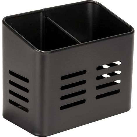 Panier de rangement pour couverts de cuisine extérieur noir en métal thermolaqué, 16 x, panier de rangement élégant pour ranger vos couverts de table (1/5)