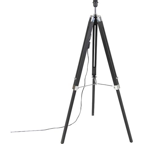 QAZQA Ländliche Stehleuchte schwarz ohne Schirm - Tripod