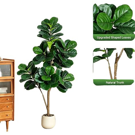 Faux Figuier Lyre, Hauteur 1,5 m, Nombre de Feuilles 77 feuilles, Diamètre du Pot 20 cm, Style de Plante Ficus Lyrata, Utilisation Intérieure Oui (1/2)
