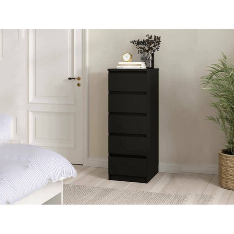 Dmora - Cajonera Achaldi, Cómoda multiusos, Cómoda de dormitorio, Gabinete con cajones, 50x40 h111 cm, Negro (1/5)