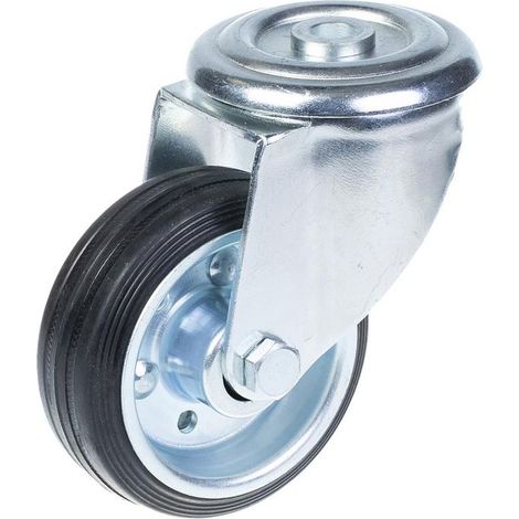 Gummi-Rad mit Rollen - Verzinkt - 80 mm - Schwenkbar - Max. Belastung 70 kg