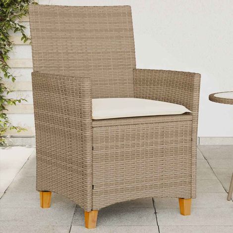 vidaXL Chaises de jardin coussins lot de 2 beige résine tressée bois (1/5)
