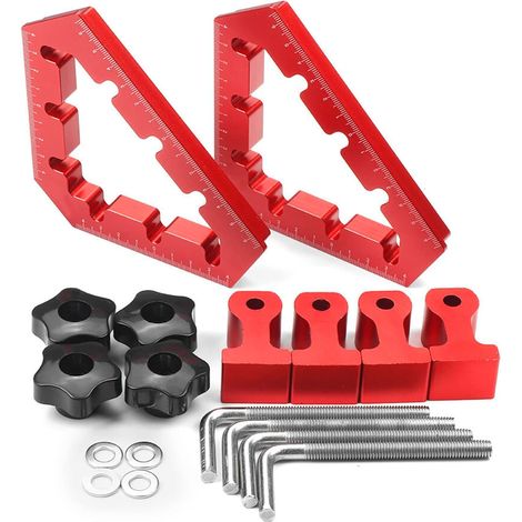 Support de positionnement 90/45/135 degrés, pince à angle droit de 13 cm avec 4 pinces, pince d'angle en aluminium, outil de serrage pour cadres photo, boîtes, armoires et tiroirs