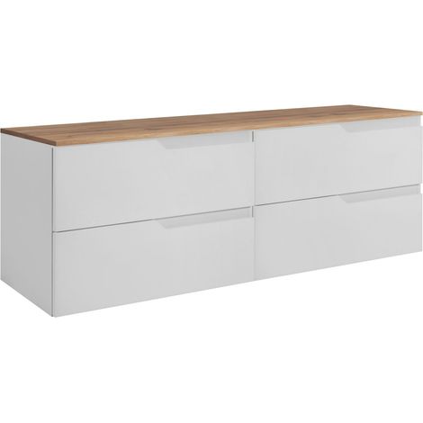 Meuble de Salle de Bain 160 cm - Blanc Chêne Craft - Design Moderne - 4 Tiroirs Soft Close (1/5)