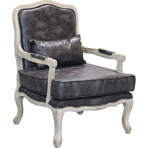 Poltrona da interno con cuscini in ecopelle imbottiti Versailles - Black (1/4)