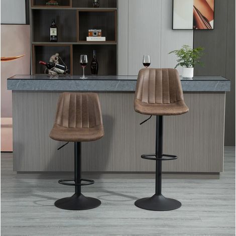 MEUBLIV 2er-Set Barhocker 43 x 46,5 x 89-110 cm braun – höhenverstellbar (1/5)