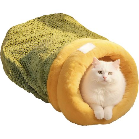 Sac De Couchage Pour Chat - Lit Caverne En Peluche Douce Avec Rembourrage Auto-Chauffant - Dimensions 37x44 cm Et 45x54 cm - Pour Chats Et Chiots Intérieurs - 1 Pièce (1/5)