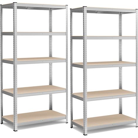 Estantería metálica resistente 200 x 100 x 50 cm 5 baldas capacidad de carga total 875 kg (175 kg/balda) baldas regulables para garaje/sótano gris 120005592 (1/5)