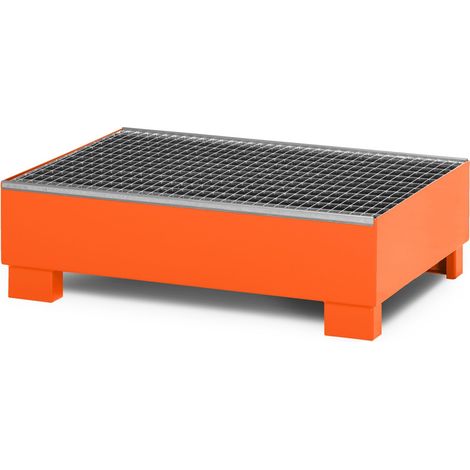 RR Industrietechnik Auffangwanne aus Stahl für 2x 200 Liter Fass mit Gitterrost RAL 2004 reinorange