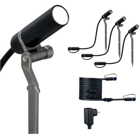 Paulmann Plug & Shine Spot Plantini Basisset Outdoor schwenkbar drei Spots Außen-Bodenstrahler