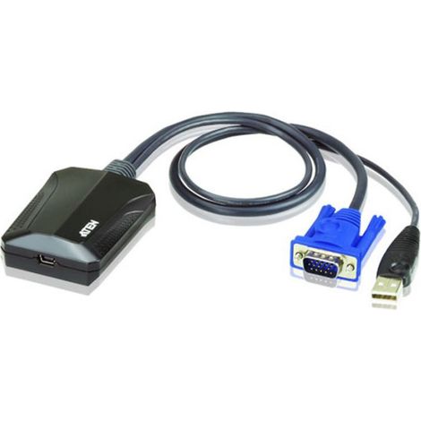 Aten CV211 USB-Laptop-Konsolenadapter, Buchse/Stecker, Schwarz-Blau, 0–40 °C, -20–60 °C, 0–80 %, CV211-AT
