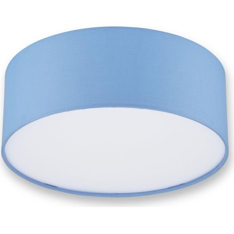 LED Plafonnier chambre - 30cm, avec abat-jour en tissu, bleu clair (1/5)