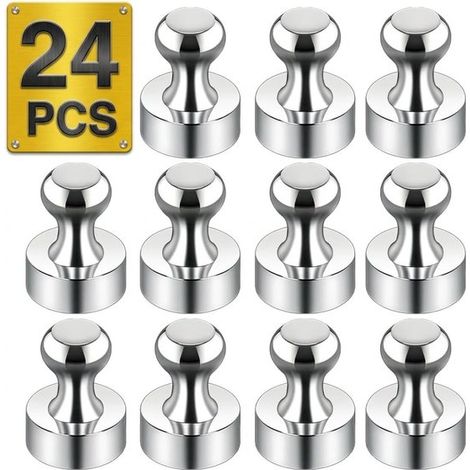 Magneti in metallo, magneti da frigorifero, 24 puntine magnetiche argentate, magneti da frigorifero potenti, magneti multifunzionali per lavagna, per cucina, ufficio (1/4)