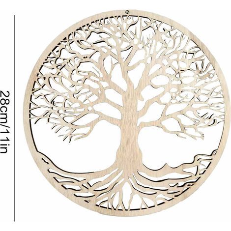 Csparkv – Tenture murale arbre de vie en bois massif écologique – Décoration intérieure pour méditation et rituels – Structure stable et lisse (1/5)