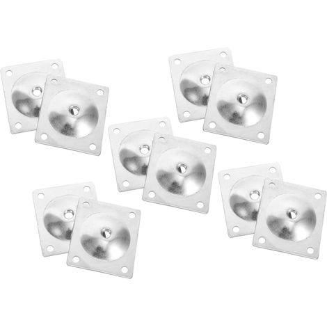 Plaques de Fixation pour Pieds de Meubles 10 Pièces 60X70Mm en Fer Argenté Trous M8 Accessoires pour Pieds de Table et Bureau Patins Robustes pour Maison Bureau Garage et (1/5)