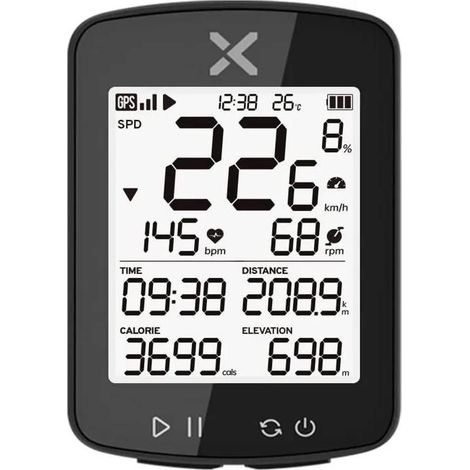 Compteur Vélo GPS, Compteur Vélo sans Fil Support Ant+, Compteur de Vitesse Étanche IPX7,Synchronize Strava,Écran matriciel HD. (1/5)
