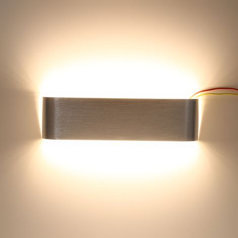 Jeffergarden Applique murale LED moderne et minimaliste en aluminium, 12W, pour chevet, couloir, salle de bain (argent blanc chaud)-DOU