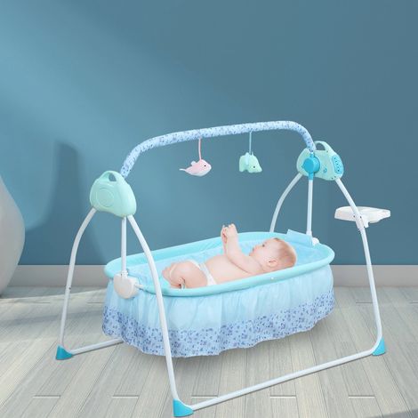Elektro-Baby-Wiege Auto-Schwingbett eingebaute Musik Bluetooth-Verbindung Einstellbare Geschwindigkeit und Timing-Funktion 87  51  19 cm