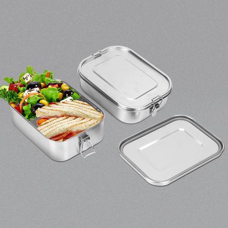 Randaco Auslaufsichere Brotdose aus Edelstahl, Lunchbox mit festem Verschluss und Fächern 1200ml (1/5)