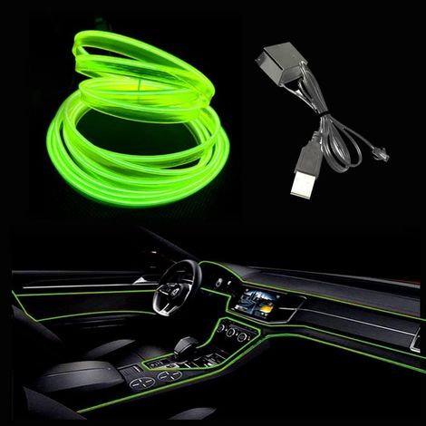 EL-Draht 10M fluoreszierend grün, USB-Anschluss, flexible Neonröhre für Auto-Innenraum (1/5)