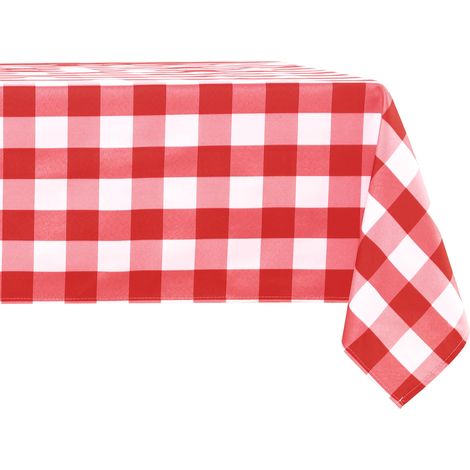 Nappe à carreaux extérieur résistante intempéries rectangulaire table jardin Noël fête intérieur extérieur 140 x 240 cm rouge blanc (1/4)