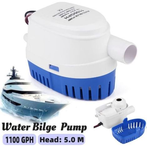 1 Tauchpumpe, 1100 GPH, 12 V, Schwimmerschalter, PVC, Kupfer, für Bootsbilgen und Schwimmbecken (1/5)