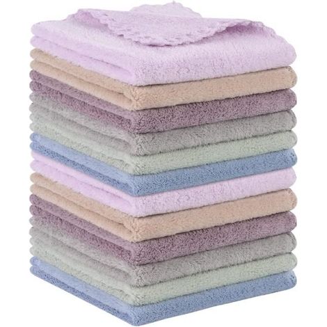 Gants de toilette - Non spécifié - Lot de 10 - Microfibre ultra douce - 30 x 30 cm - Lavables en machine (1/4)
