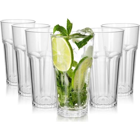 6PCS Verre a Eau Transparent, 420ml Acrylique (1/5)
