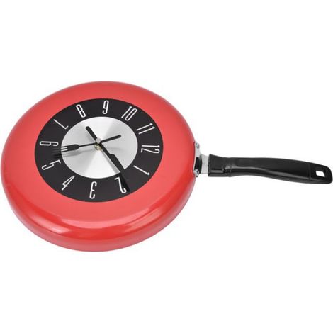Horloge murale de poêle à frire, horloge de casserole en aluminium avec grand cadran numérique pour cuisine salle à manger (1/4)