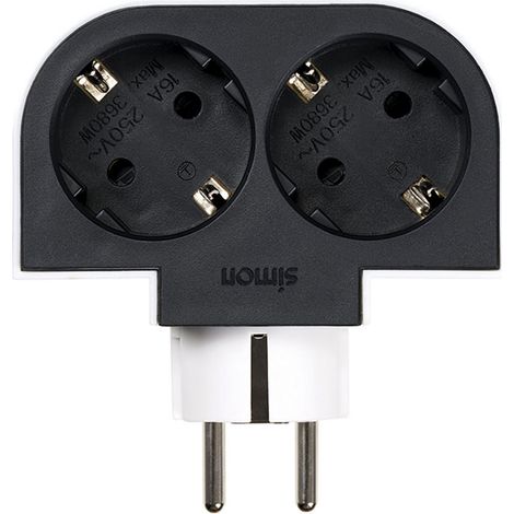 Drehbarer Schuko-Adapter mit 2 Steckdosen, 16A, 250 V