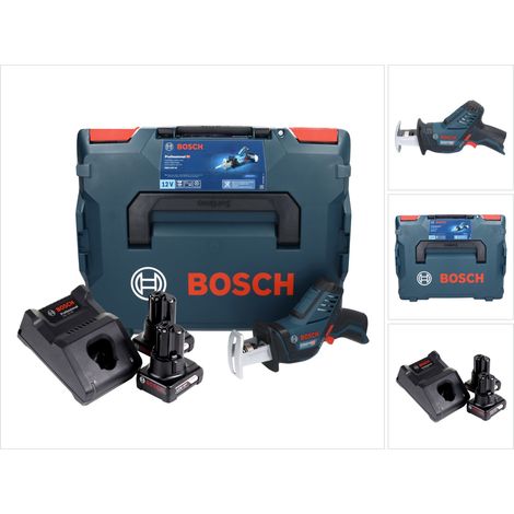Bosch GSA 12V-14 Professional Sega universale a batteria in valigetta L-Boxx + 2x Batterie GBA 12 V 6,0 Ah + Caricabatterie rapido GAL 1230 CV