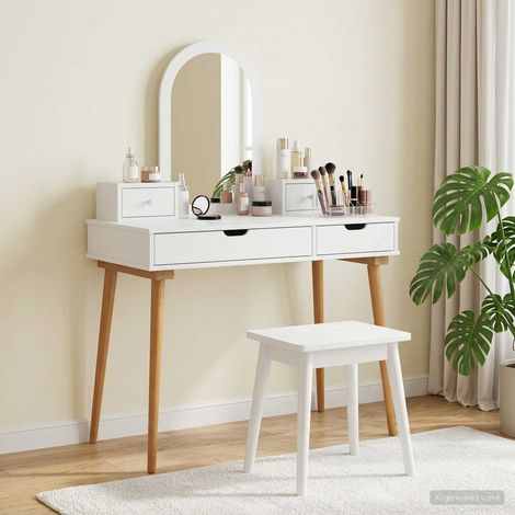 vidaXL Conjunto de Mesa de Tocador FAUSKE 4 uds. Blanco (1/5)