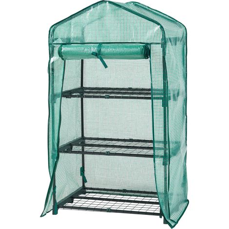 Gewächshaus Chaam mit 3 Ablagen 125x69x49cm Grün [en.casa]