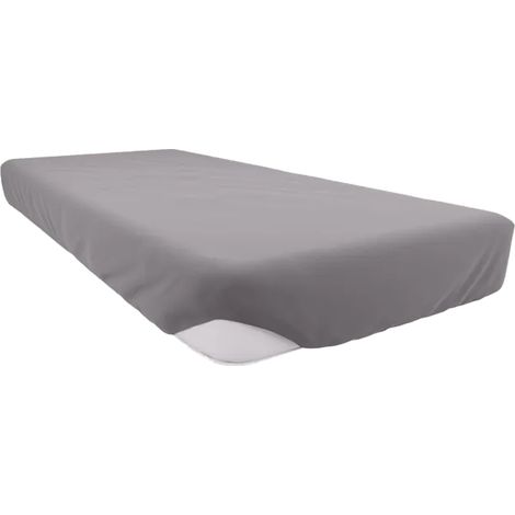 Drap housse en coton 150x200 cm  gris -  - Extensible - Doux et souple gris gris