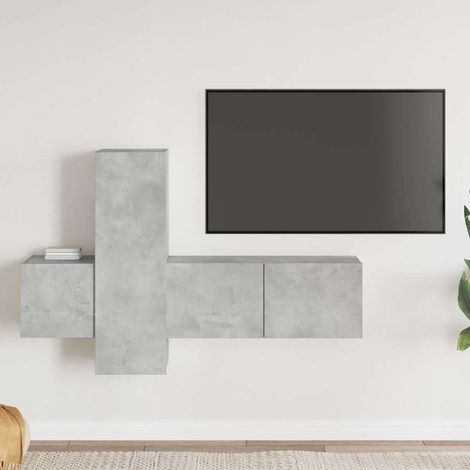 vidaXL Set de muebles de salón 3 pzas madera ingeniería gris hormigón (1/5)