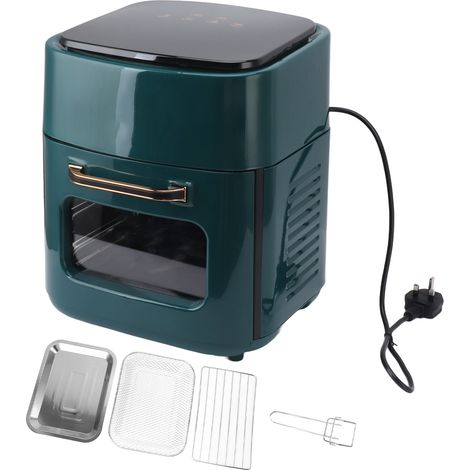 Friteuse de cuisine 15L Prise EU 220V Rôtissage Réchauffage Déshydratation Écran Tactile Four électrique pour Repas Rapides et Faciles Vert
