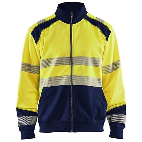 Sweat de travail zippé haute visibilité 3558 - Jaune fluo/Marine XS (1/2)