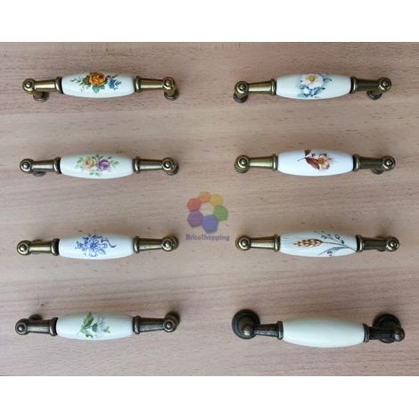 MANIGLIETTA PORCELLANA CASSETTI CUCINA ARMADI 96 MM ANTICATA CERAMICA - Colore: 02