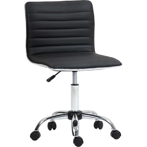 Chaise bureau fauteuil de bureau à roulettes pivotante hauteur réglable siège rembourrée 48 x 52 x 78-90 cm noir (1/5)