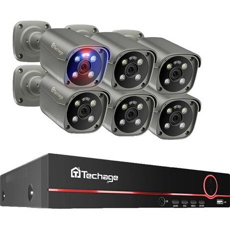 Système de Caméra de Sécurité, 8 Canaux, Audio Bidirectionnel, 8CH 6Pcs 8MP Caméra-a, 1T-c (1/2)