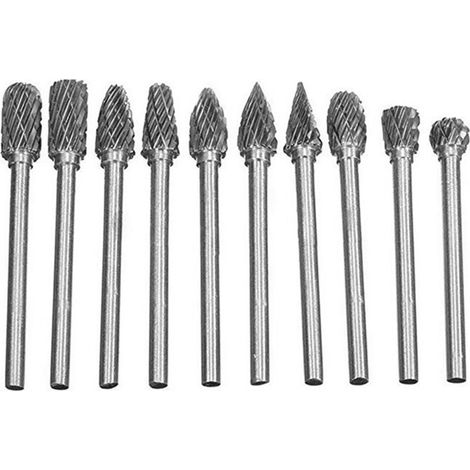 10 Stück Hartmetall-Rotationsfeilen, 1/8 Zoll Schaft, Fräser für Holz- und Metallbearbeitung, Gravieren und Schleifen (1/4)