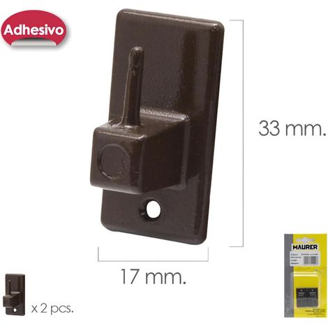 MAURER gancho visillo / cortina adhesivo marron (blister 2 piezas)