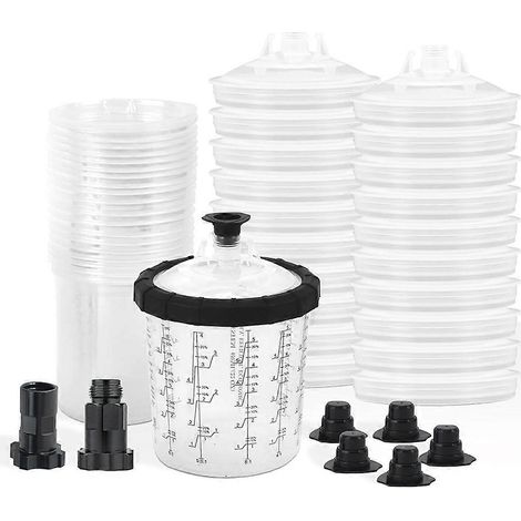 Système de godet pour pistolet à peinture automobile, kit de 20 couvercles et doublures de taille standard. (1/5)