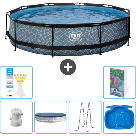Exit Pool Rund - Steinoptik - 360x76 cm - 7-teilig S314